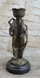 Art Deco Twin Sister Candle Holder Bronze Sculpture by Kassin