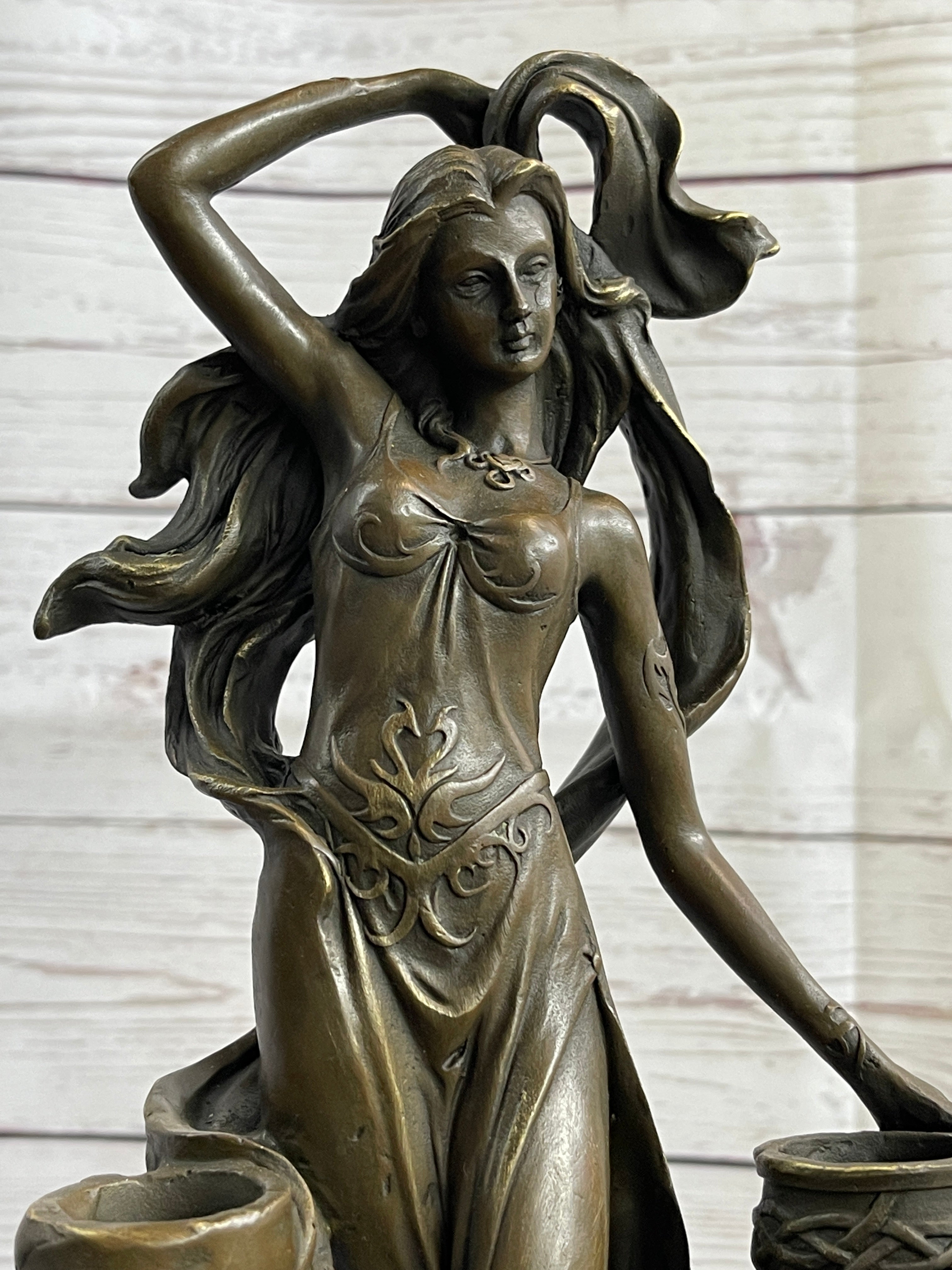 Art Nouveau Dragon Candle Holder Bronze Sculpture
