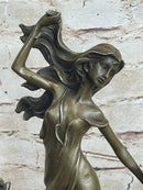 Art Nouveau Female Figure Bronze Candle Holder by Kassin