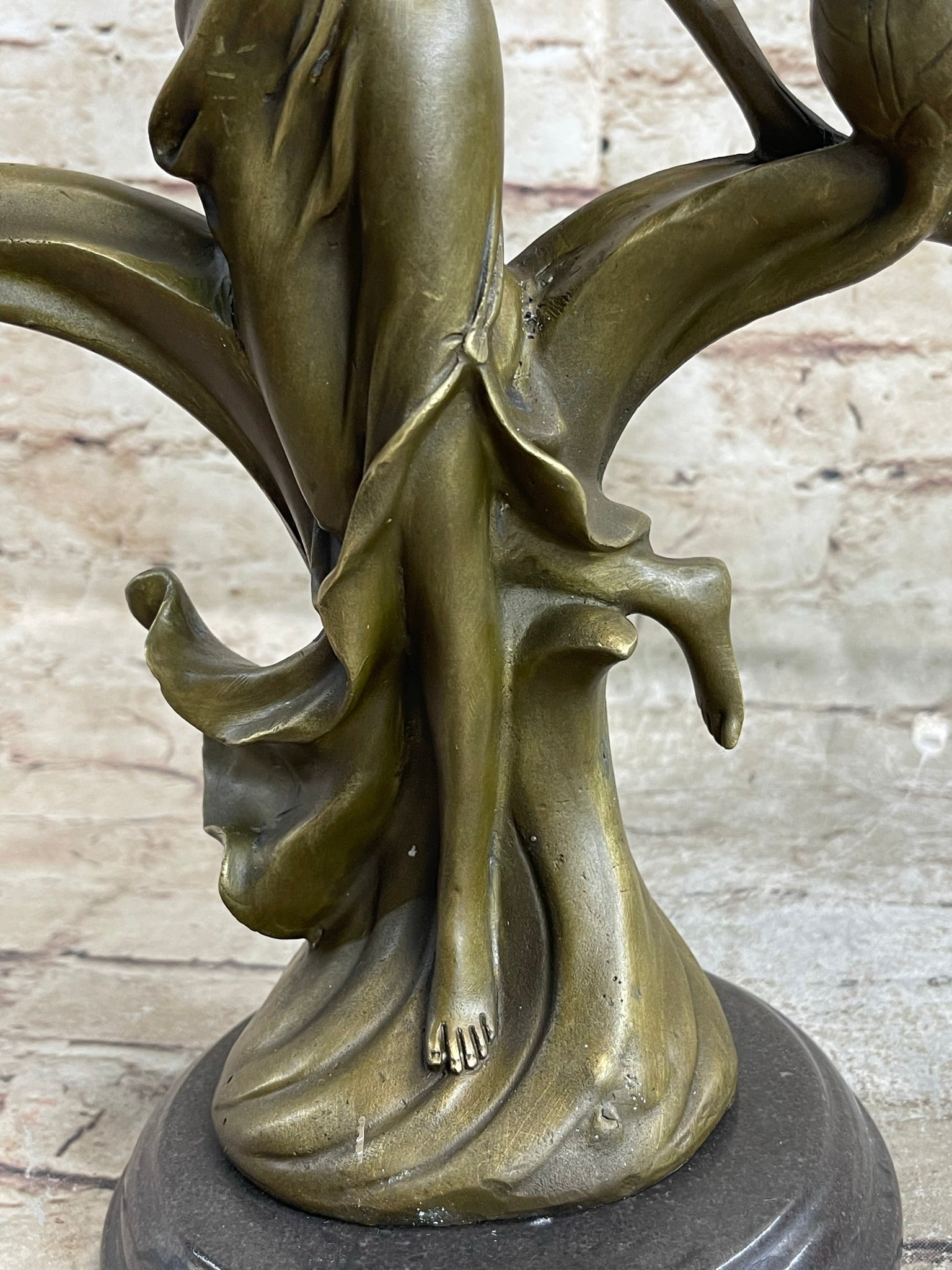 Art Nouveau Female Figure Bronze Candle Holder by Kassin