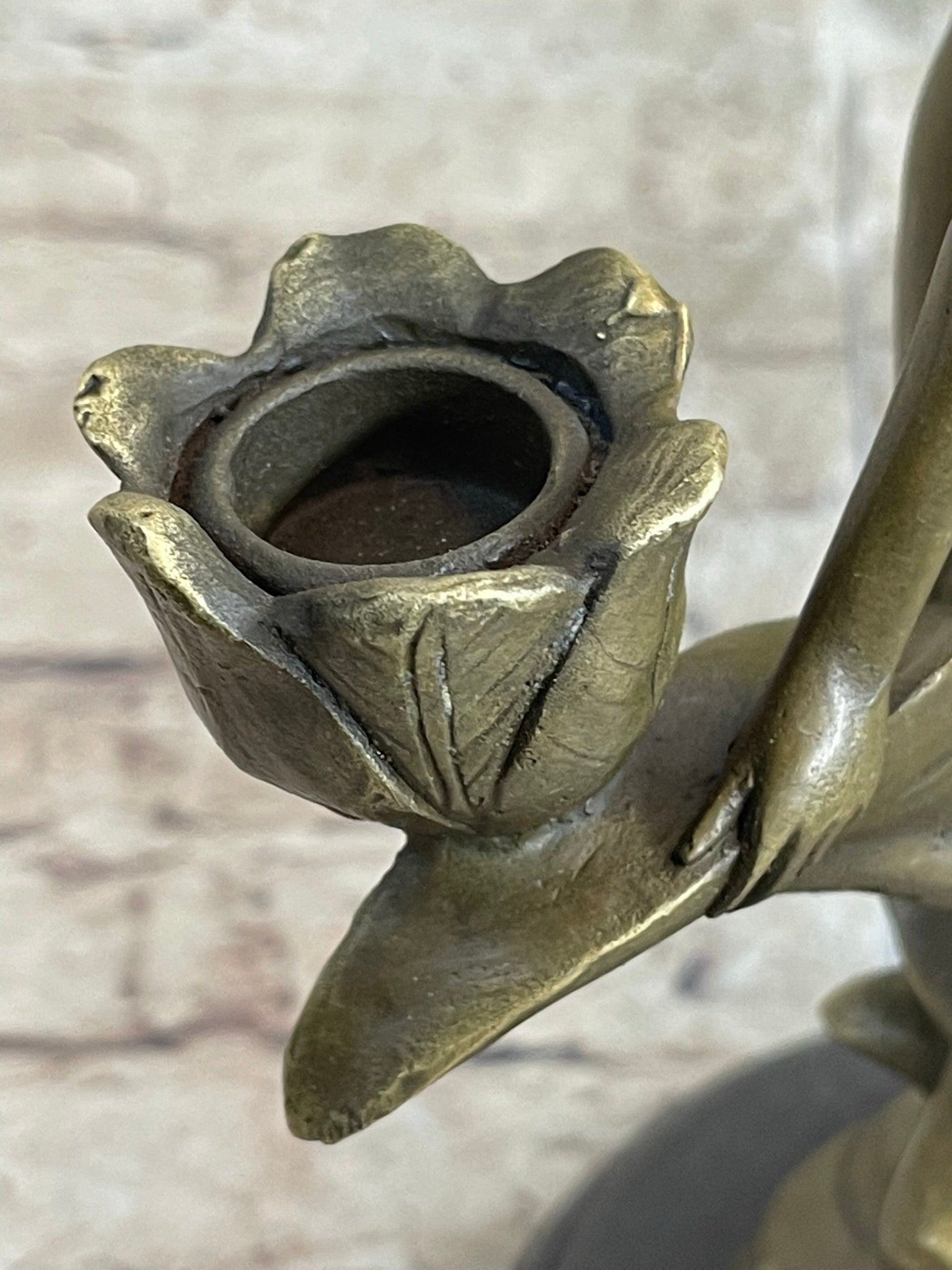 Art Nouveau Female Figure Bronze Candle Holder by Kassin