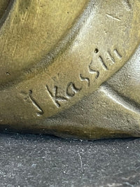 Art Nouveau Female Figure Bronze Candle Holder by Kassin