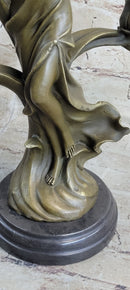 Art Nouveau Floral Female Dancer Bronze Sculpture Candelabra