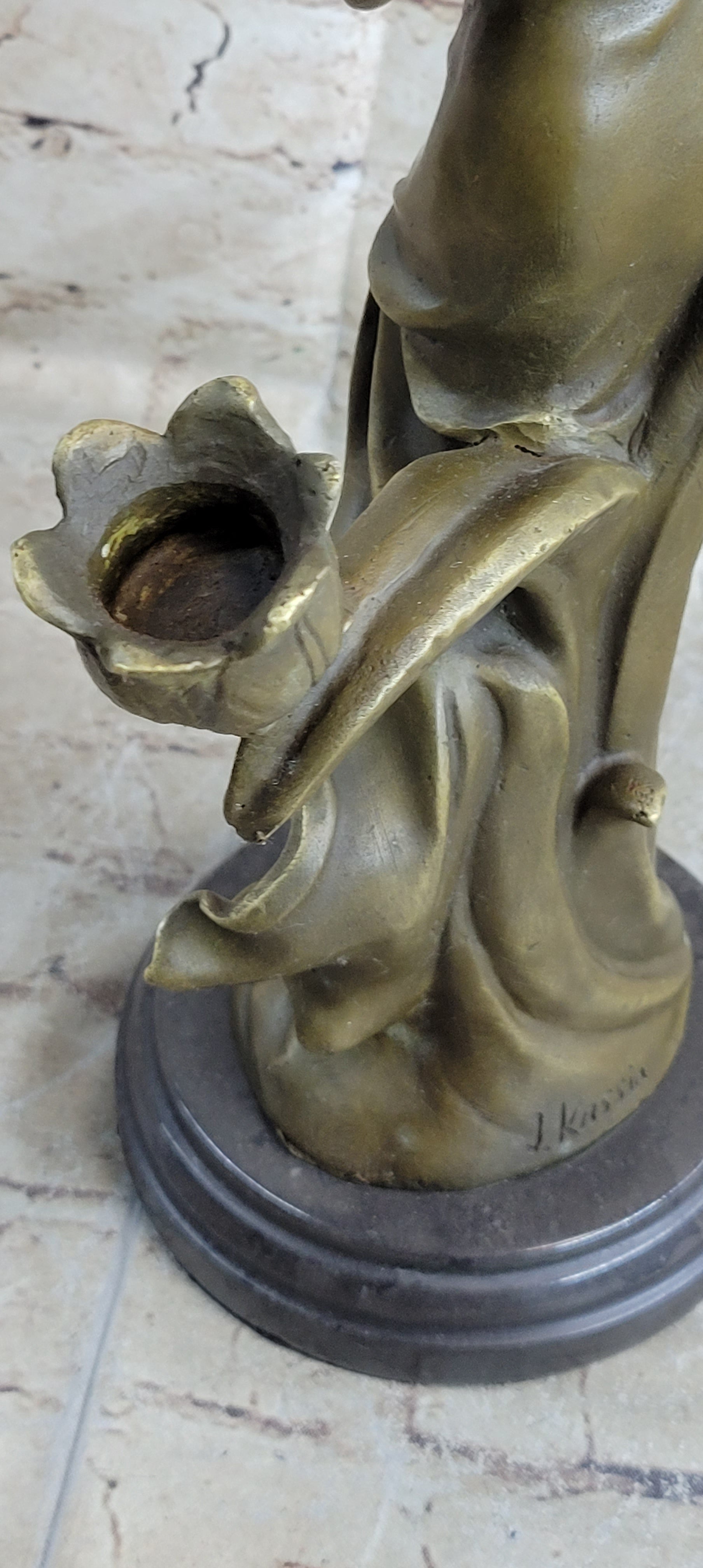 Art Nouveau Floral Female Dancer Bronze Sculpture Candelabra