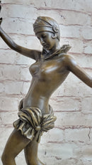 by Lost Wax Semi Nude Chiparus Dancer Bronze Sculpture