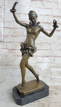by Lost Wax Semi Nude Chiparus Dancer Bronze Sculpture