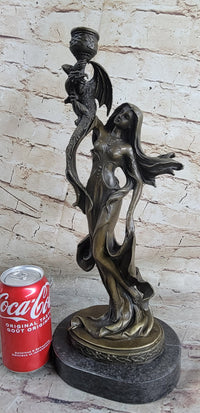 Dragon Lady Bronze Sculpture - Fantasy Mythological Art
