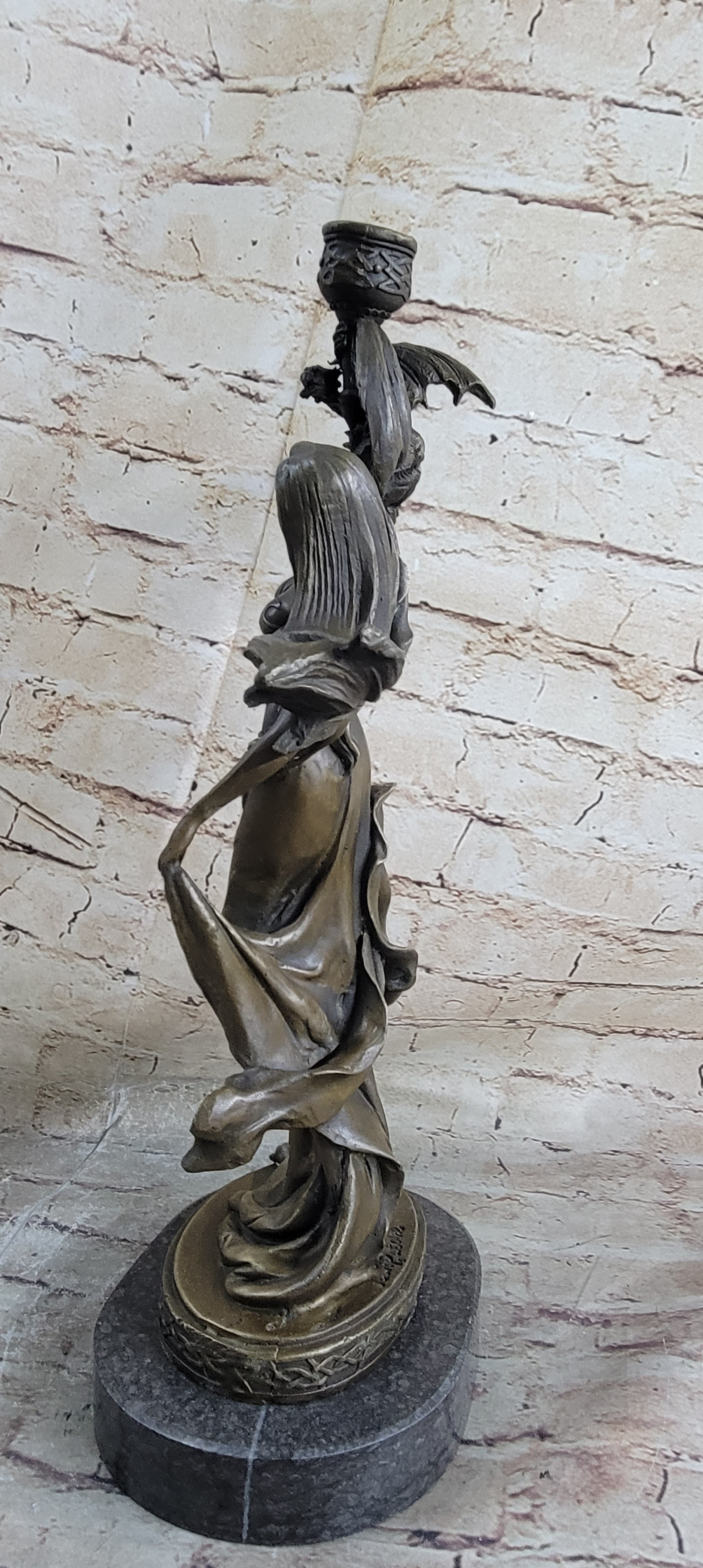Dragon Lady Bronze Sculpture - Fantasy Mythological Art