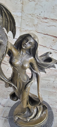 Dragon Lady Bronze Sculpture - Fantasy Mythological Art