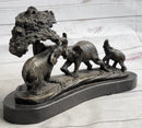 Elephant Family on African Savannah Bronze Metal Sculpture
