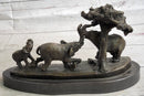 Elephant Family on African Savannah Bronze Metal Sculpture