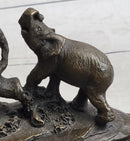 Elephant Family on African Savannah Bronze Metal Sculpture