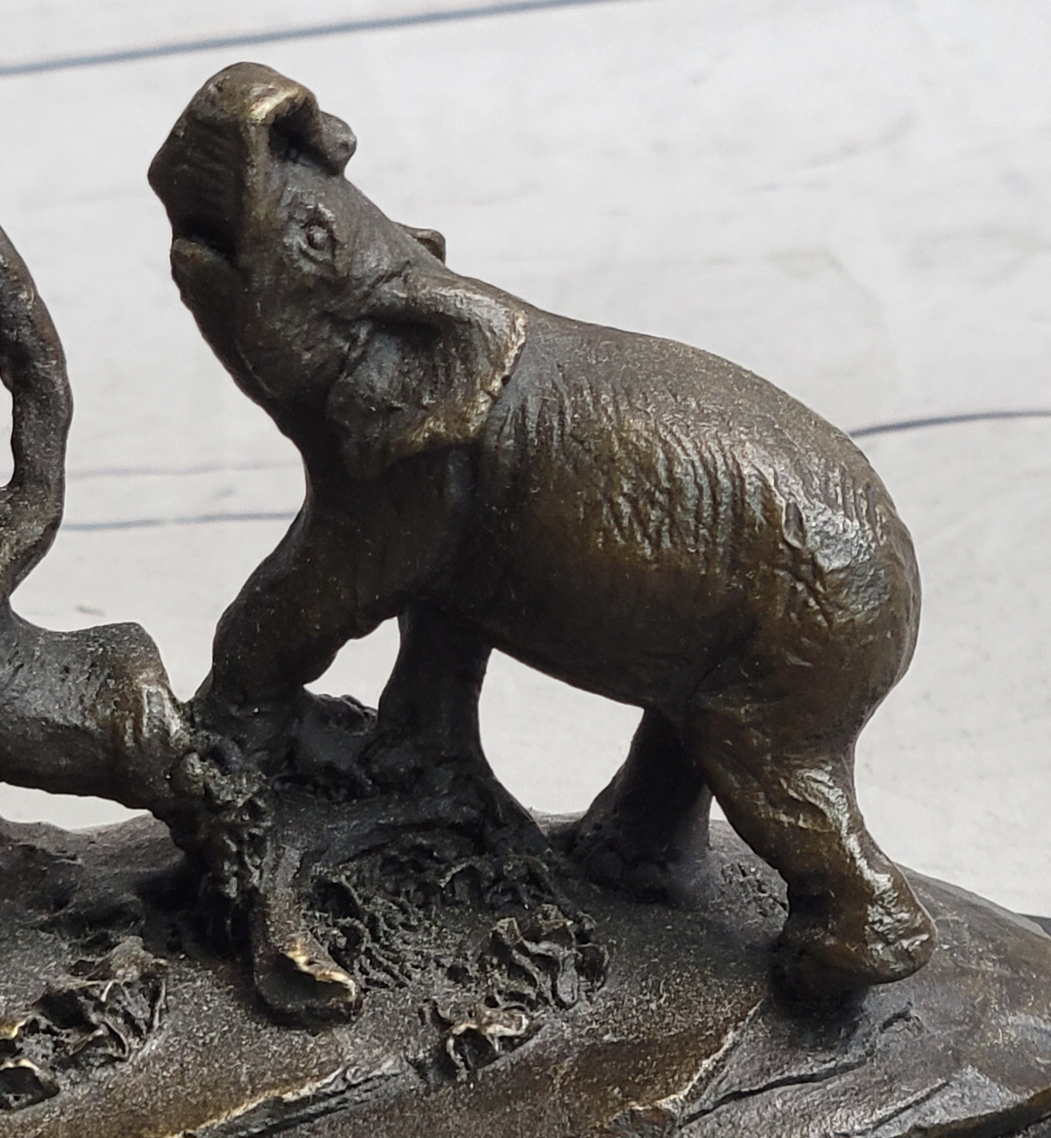 Elephant Family on African Savannah Bronze Metal Sculpture