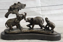 Elephant Family on African Savannah Bronze Metal Sculpture