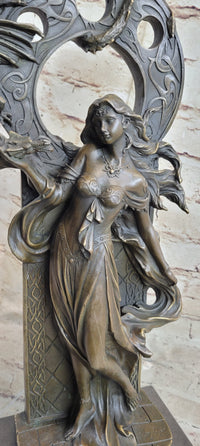 Celtic Dragon Lady Bronze Sculpture - Fantasy Art