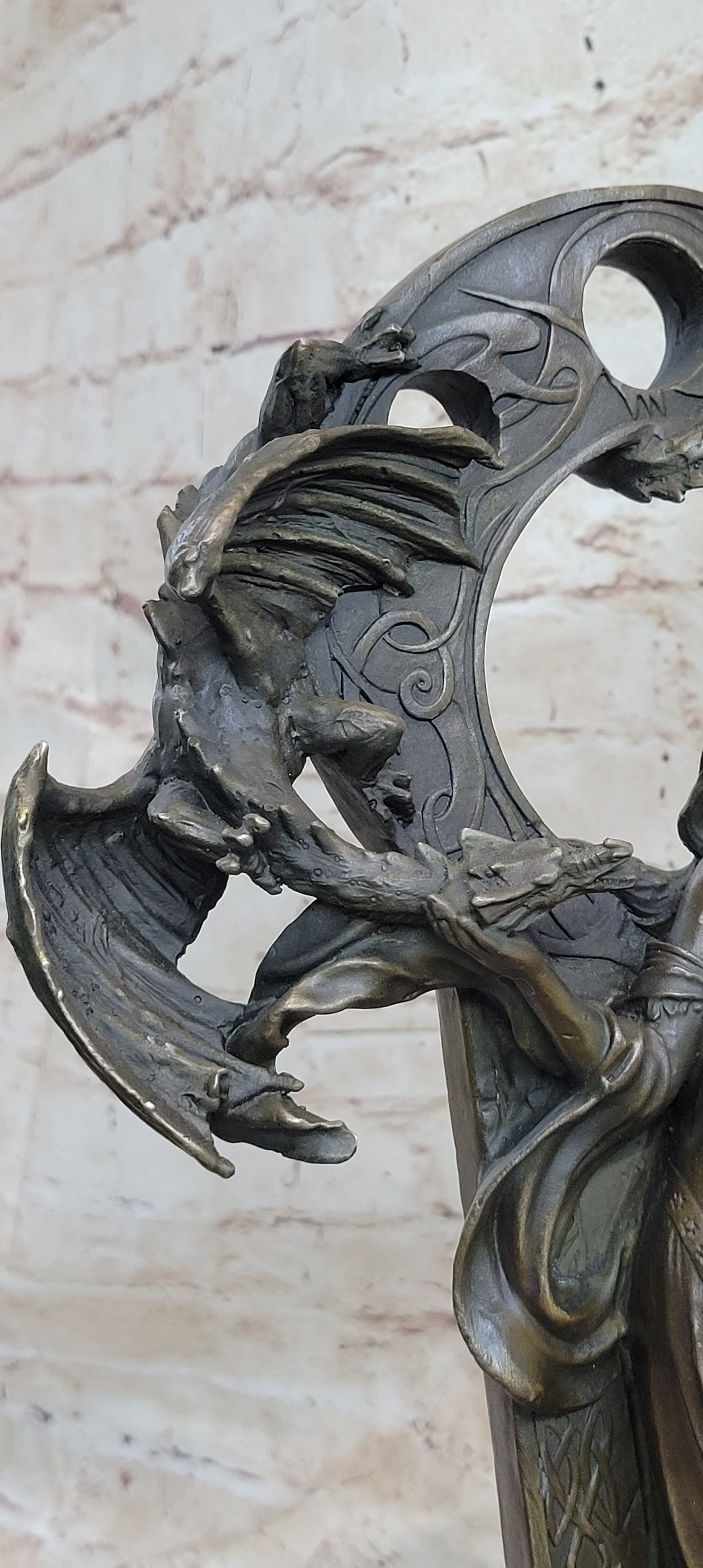 Celtic Dragon Lady Bronze Sculpture - Fantasy Art