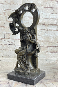 Dragon Girl Playing Violin - Bronze Sculpture Fantasy Art