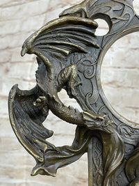 Dragon Girl Playing Violin - Bronze Sculpture Fantasy Art