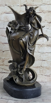 Signed Hot Cast Kassin Semi Nude Nymph Floating Bronze Sculpture