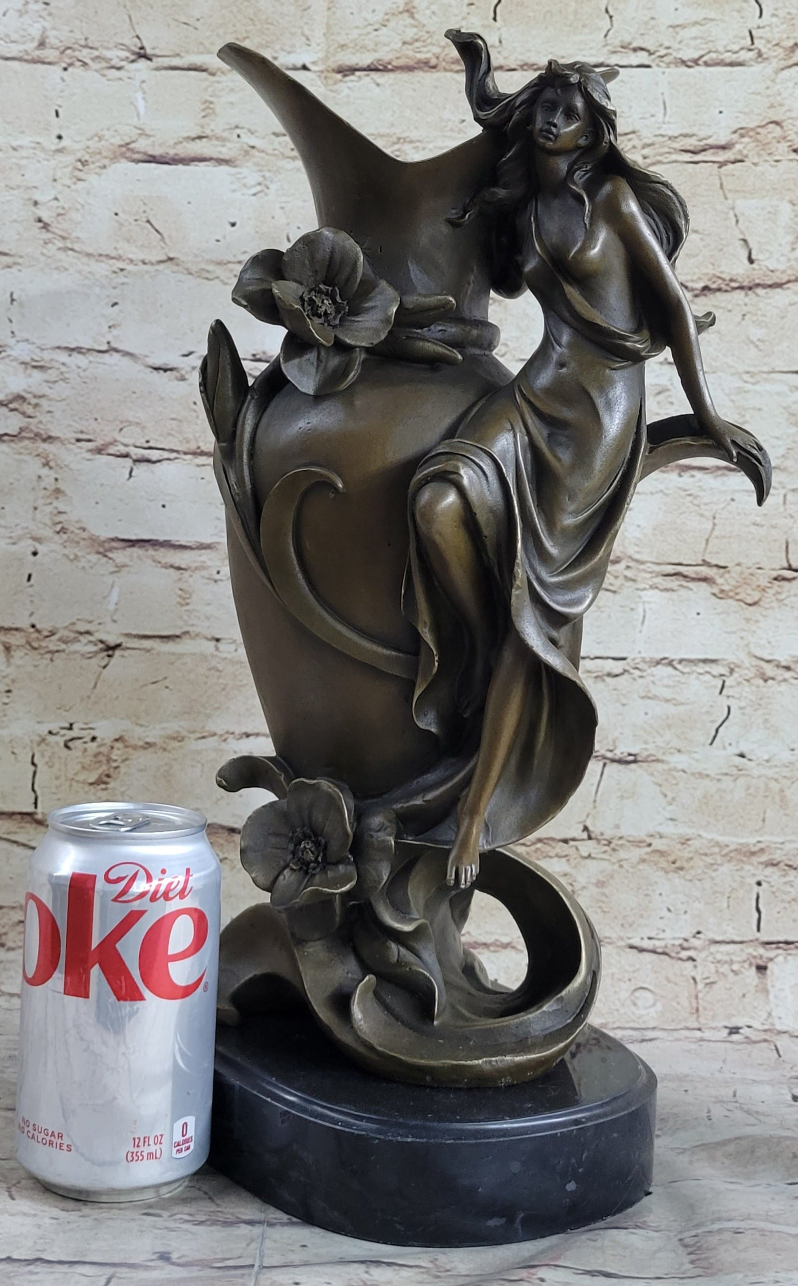 Signed Hot Cast Kassin Semi Nude Nymph Floating Bronze Sculpture