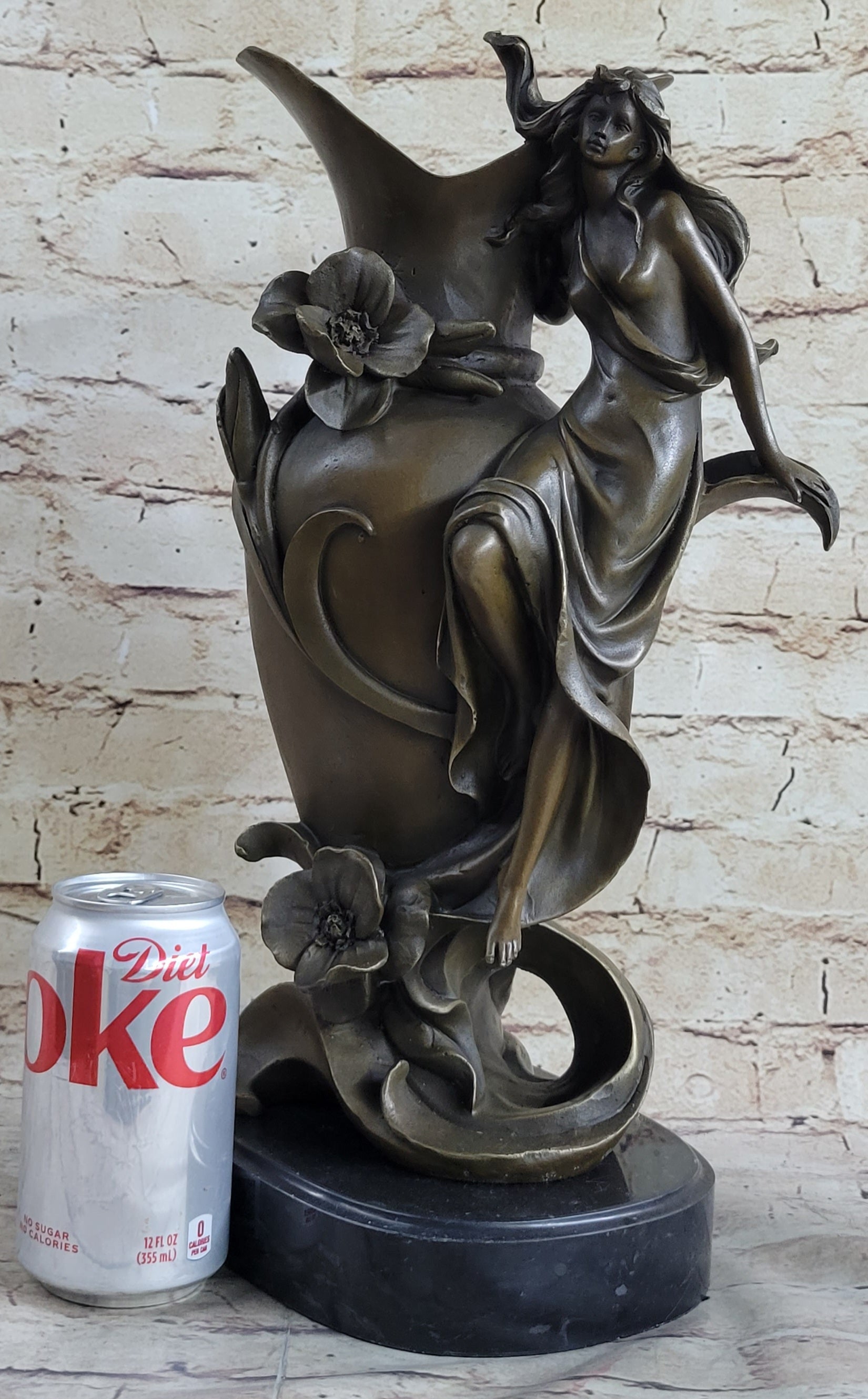 Signed Hot Cast Kassin Semi Nude Nymph Floating Bronze Sculpture