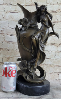 Signed Hot Cast Kassin Semi Nude Nymph Floating Bronze Sculpture