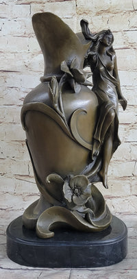 Signed Hot Cast Kassin Semi Nude Nymph Floating Bronze Sculpture
