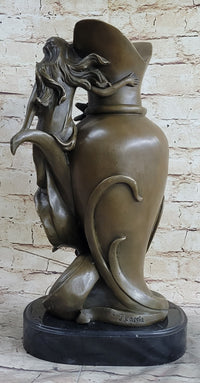 Signed Hot Cast Kassin Semi Nude Nymph Floating Bronze Sculpture