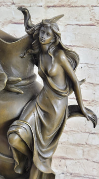 Signed Hot Cast Kassin Semi Nude Nymph Floating Bronze Sculpture