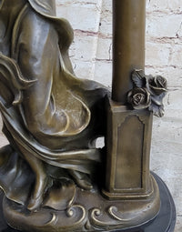 Victorian Captive Lady Holding Bouquet Bronze Sculpture