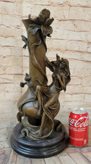 Floral Nymph Bronze Vase Sculpture - Mythological Nature Art