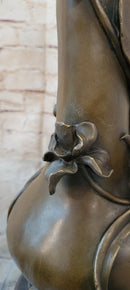 Floral Nymph Bronze Vase Sculpture - Mythological Nature Art