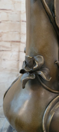 Floral Nymph Bronze Vase Sculpture - Mythological Nature Art