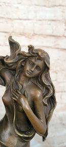 Floral Nymph Bronze Vase Sculpture - Mythological Nature Art