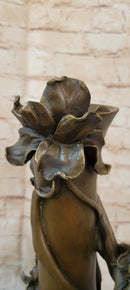 Floral Nymph Bronze Vase Sculpture - Mythological Nature Art