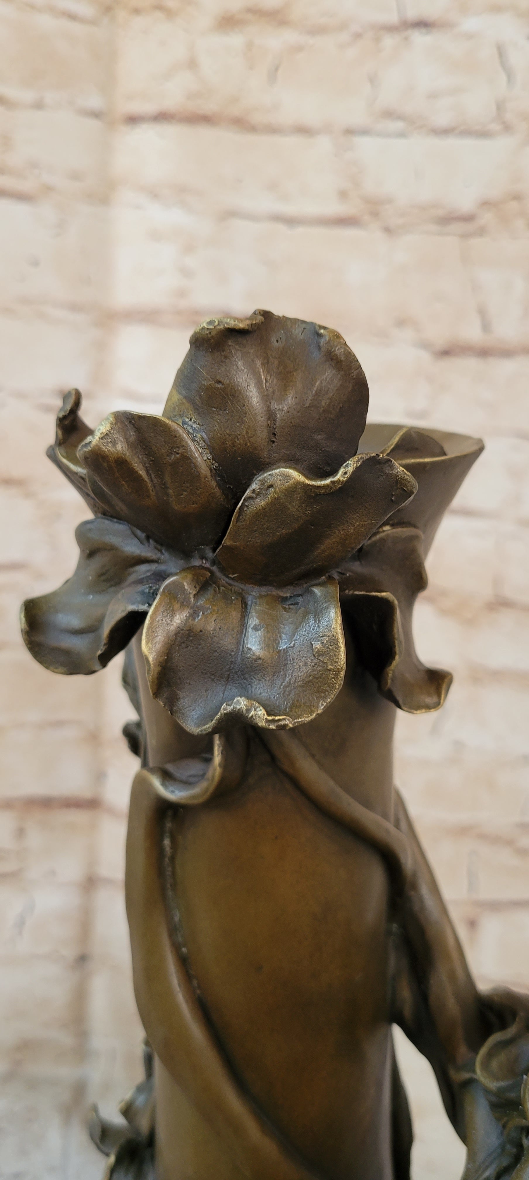 Floral Nymph Bronze Vase Sculpture - Mythological Nature Art