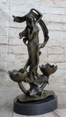 Sensual Floral Bronze Candle Holder Bronze Sculpture Figure