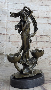 Sensual Floral Bronze Candle Holder Bronze Sculpture Figure