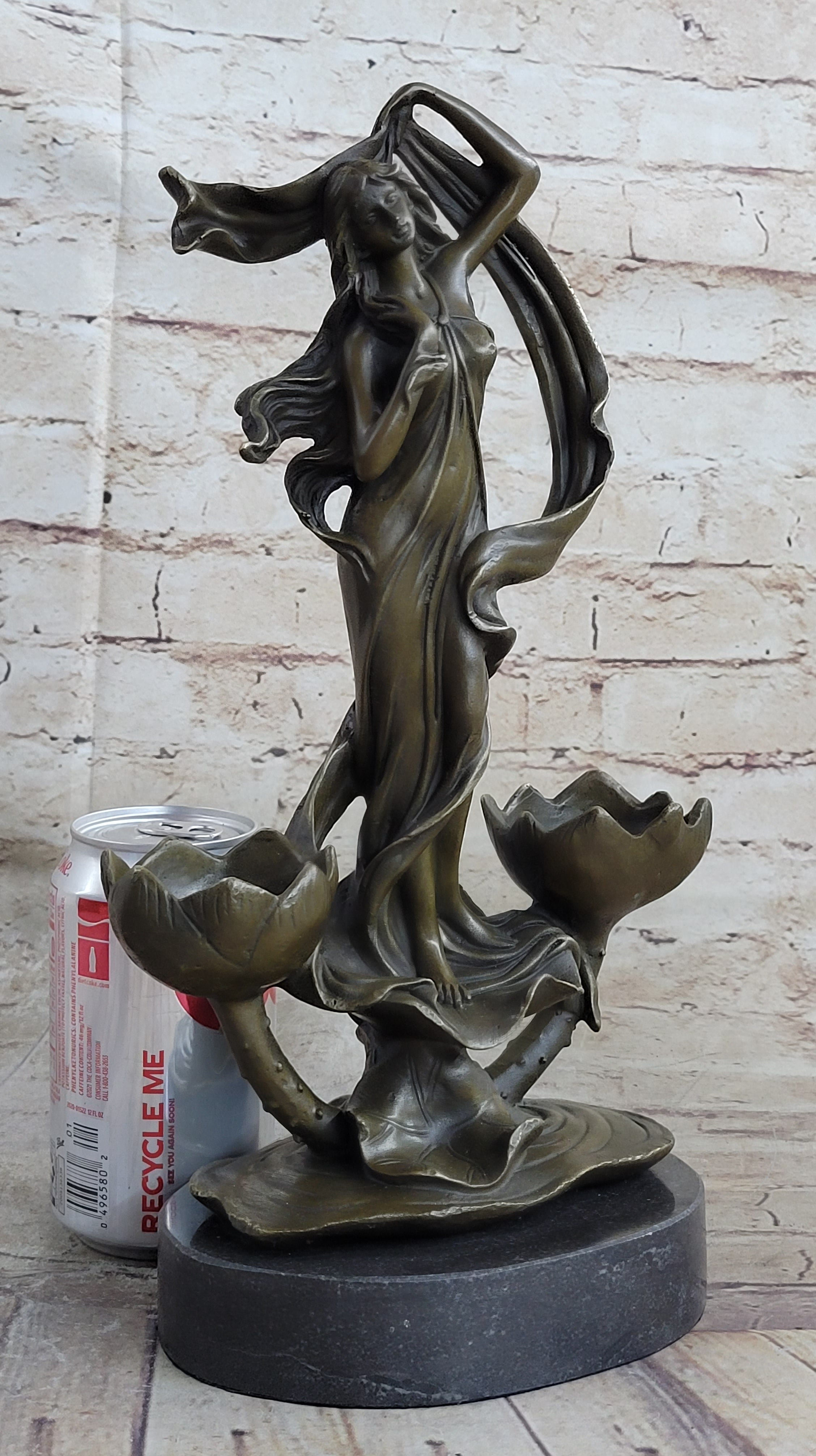 Sensual Floral Bronze Candle Holder Bronze Sculpture Figure