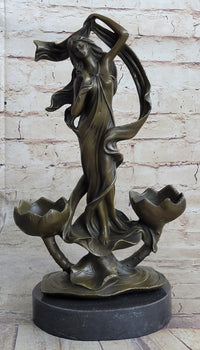 Sensual Floral Bronze Candle Holder Bronze Sculpture Figure