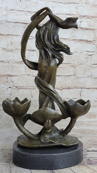 Sensual Floral Bronze Candle Holder Bronze Sculpture Figure