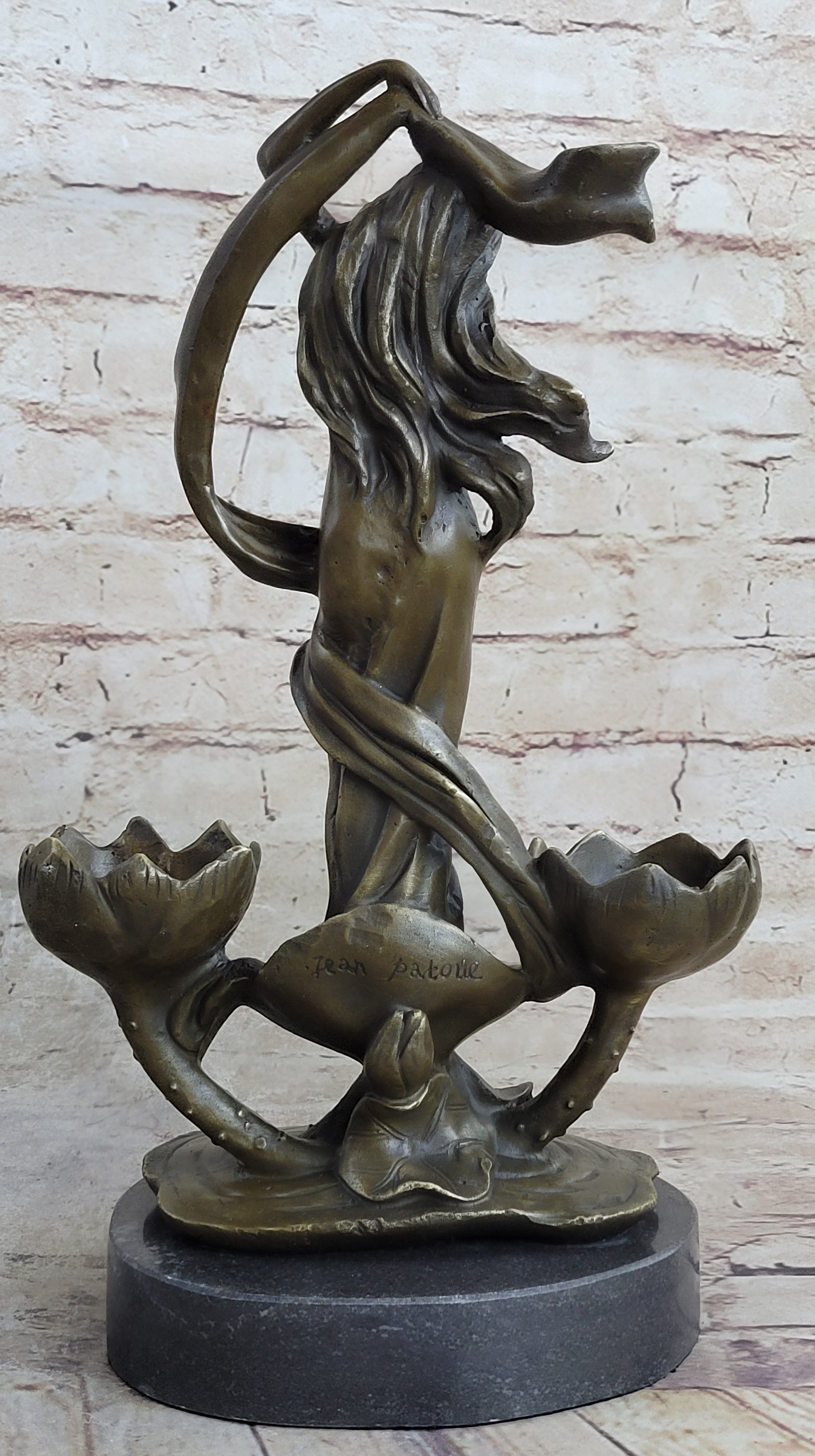 Sensual Floral Bronze Candle Holder Bronze Sculpture Figure