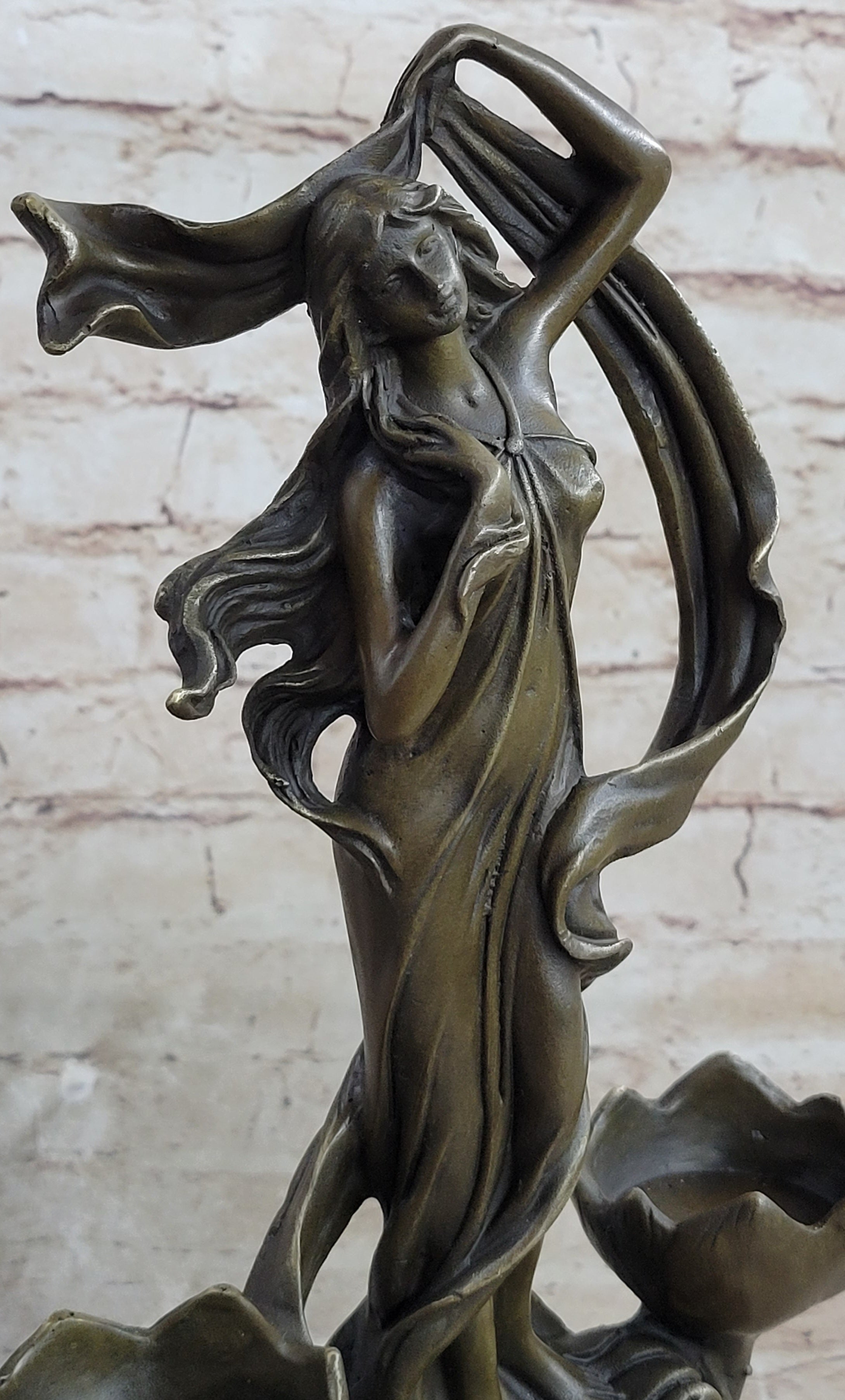 Sensual Floral Bronze Candle Holder Bronze Sculpture Figure