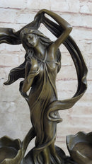 Sensual Floral Bronze Candle Holder Bronze Sculpture Figure