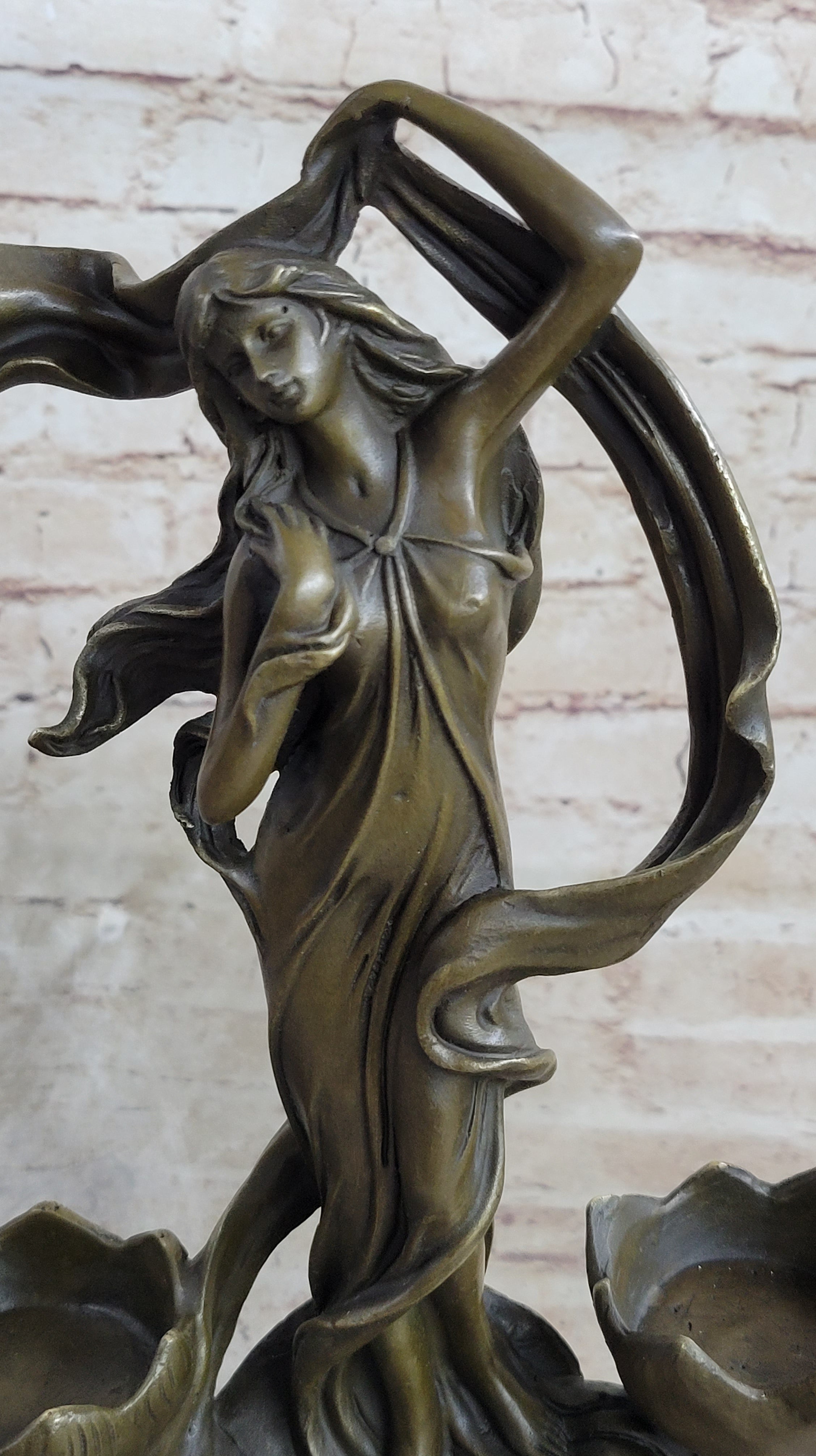 Sensual Floral Bronze Candle Holder Bronze Sculpture Figure