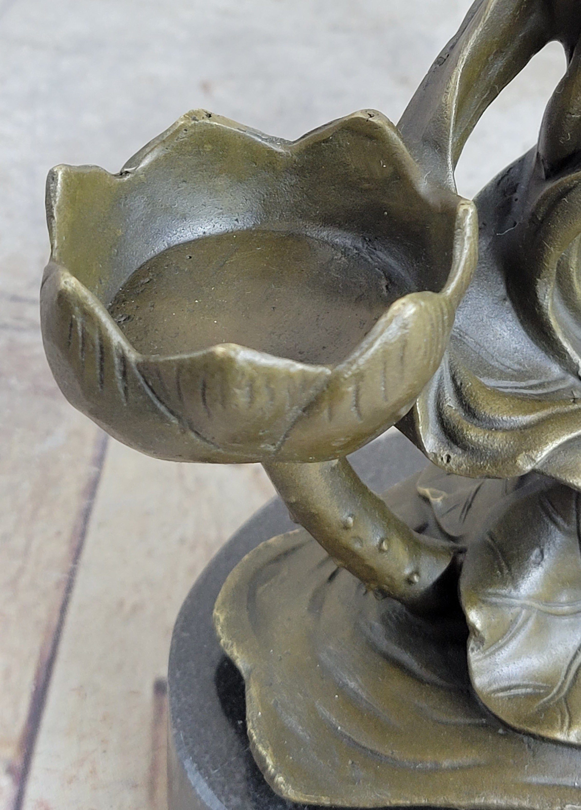 Sensual Floral Bronze Candle Holder Bronze Sculpture Figure
