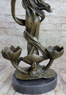 Sensual Floral Bronze Candle Holder Bronze Sculpture Figure