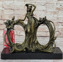 Art Nouveau Bronze Lady Picture Frame Hot Cast Maiden Sculpture