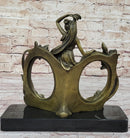 Art Nouveau Bronze Lady Picture Frame Hot Cast Maiden Sculpture