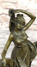 Art Nouveau Bronze Lady Picture Frame Hot Cast Maiden Sculpture